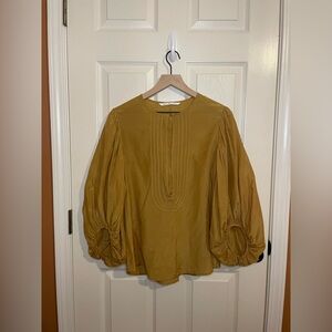 Diane Von Furstenberg Gold Syrah Silk Blouse Size Large